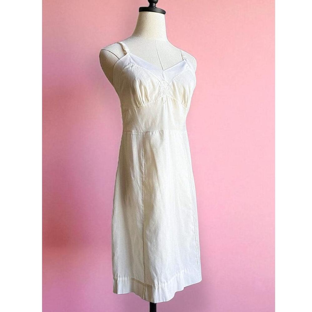 Vintage 60s Sheer Cotton Slip Dress | Edwardian Style Nightgown | Bias Cut | S